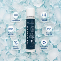 Particle neck cream texture closeup demonstrating smooth, non-greasy finish