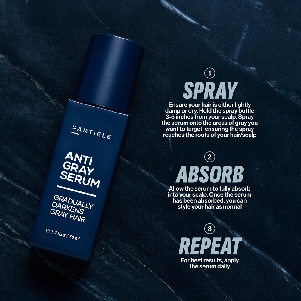 Particle serum applied to scalp demonstrating targeted root-level treatment and convenience