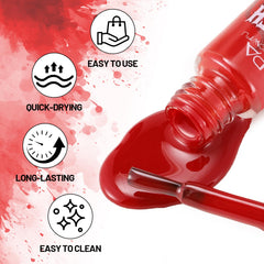 PASNOWFU red paint swiped on teeth showing opaque coverage
