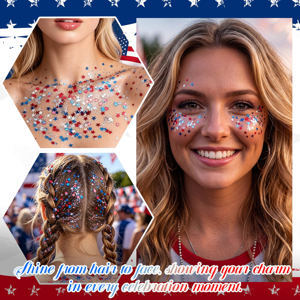 PASNOWFU glitter accent at hairline demonstrating shine and long-wear benefit