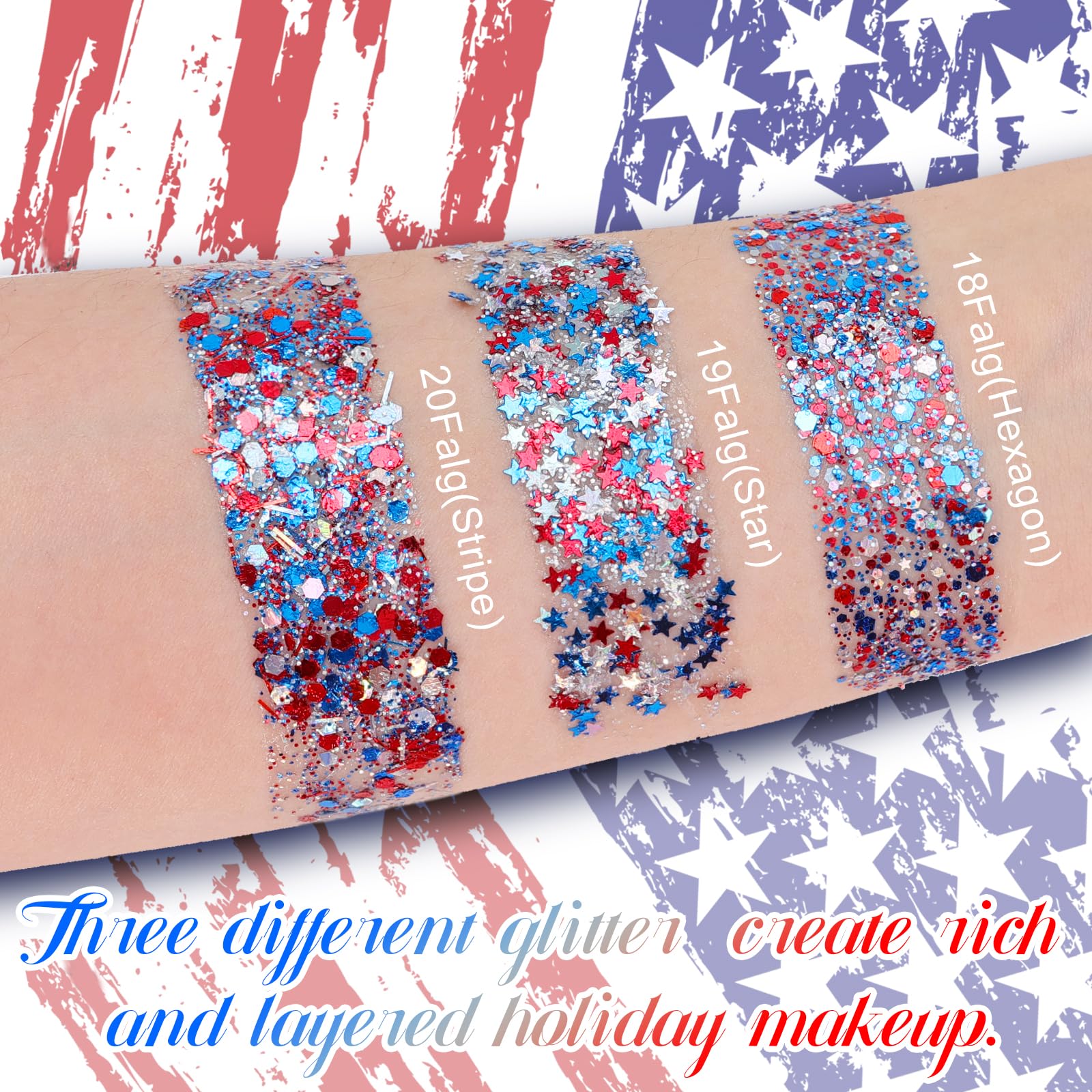 PASNOWFU glitter applied along hairline illustrating long-lasting shine