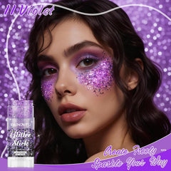 PASNOWFU close-up gel texture revealing sparkling violet particles for precise application benefit
