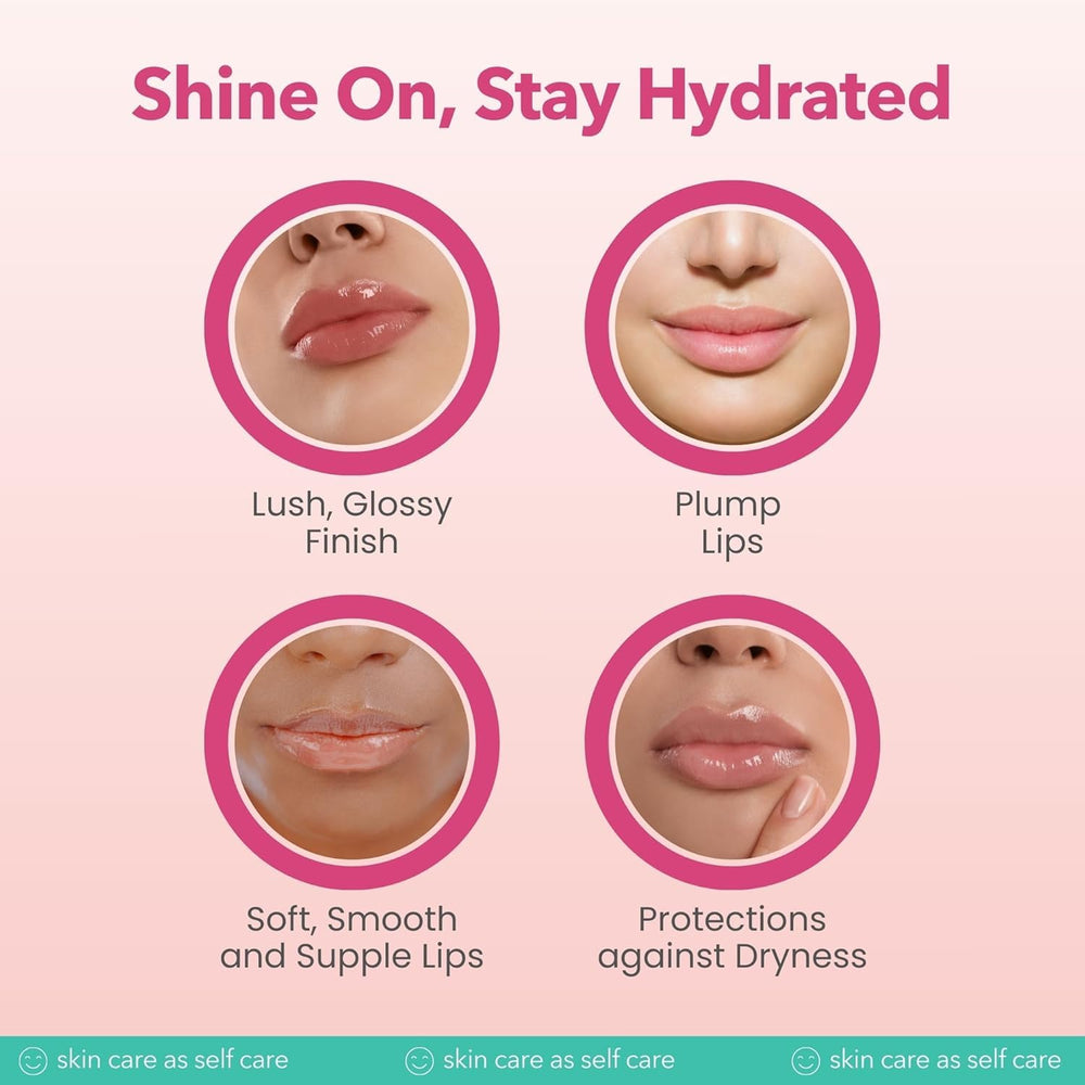 Patchology applied on lips showing clear shiny finish and smoothness