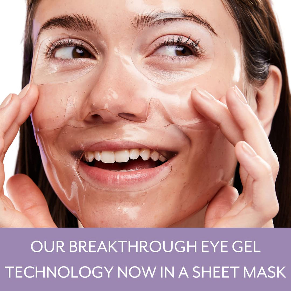Patchology open hydrogel mask on tray revealing thin, clingy gel material