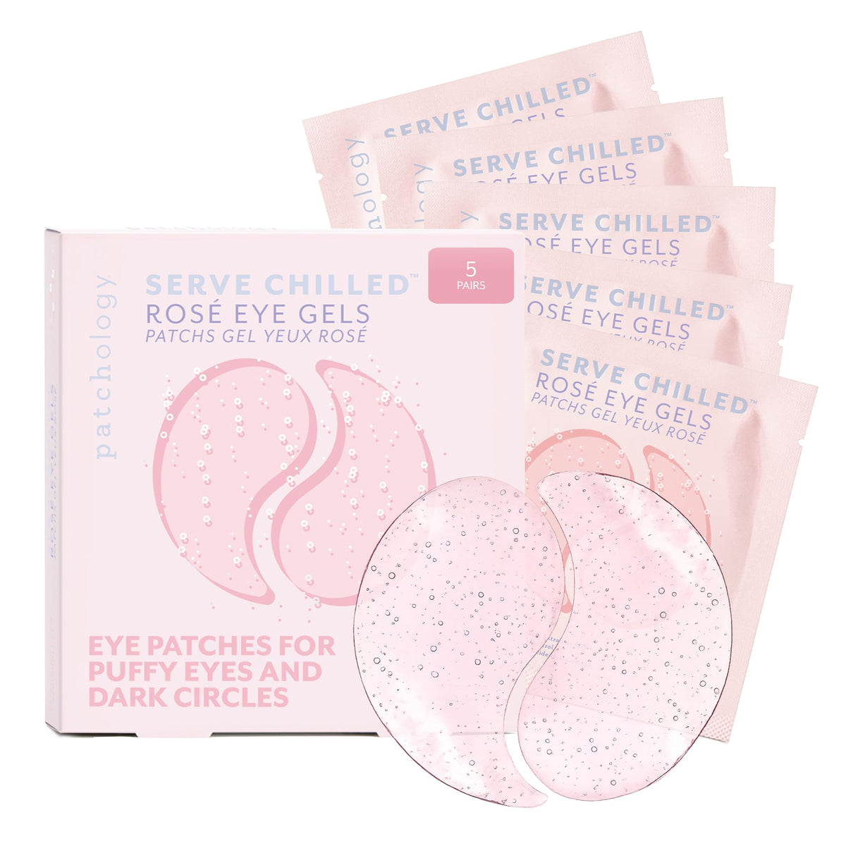 Patchology front packaging showing five pairs and benefits
