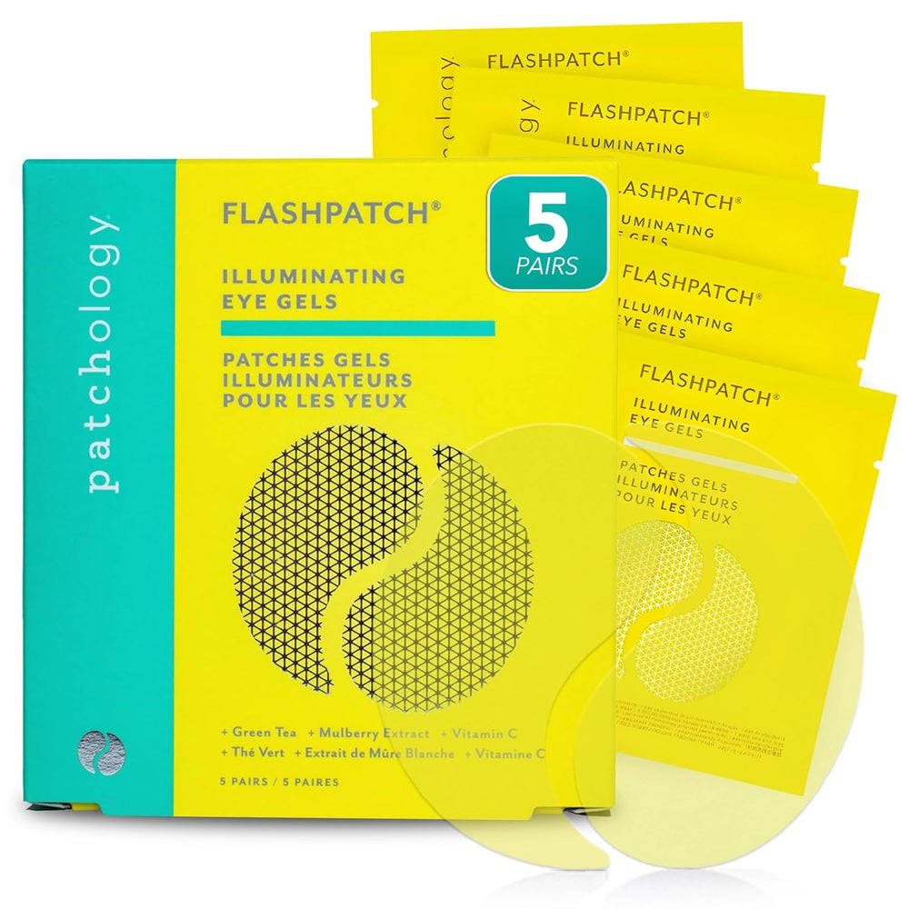Patchology front packaging showing five pairs and benefits for quick brightening