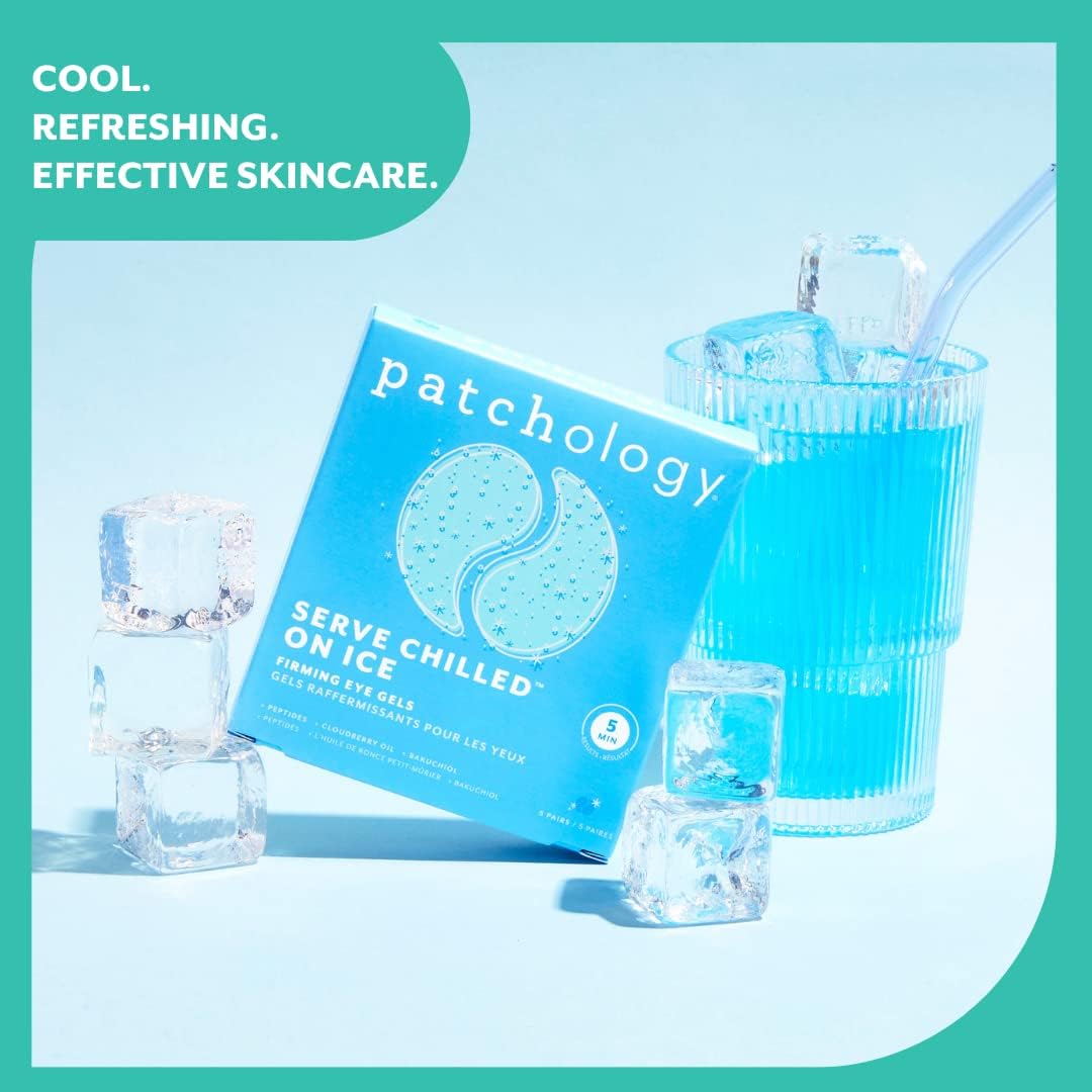 Patchology chilled patches in refrigerator showcasing enhanced cooling for immediate de-puffing