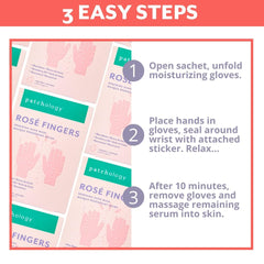 Hands wearing Patchology gloves during 10-minute treatment, promotes easy pampering