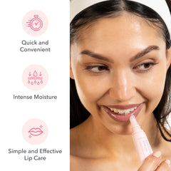Patchology Rosé Lip Sleeping Mask before and after lips showing improved smoothness
