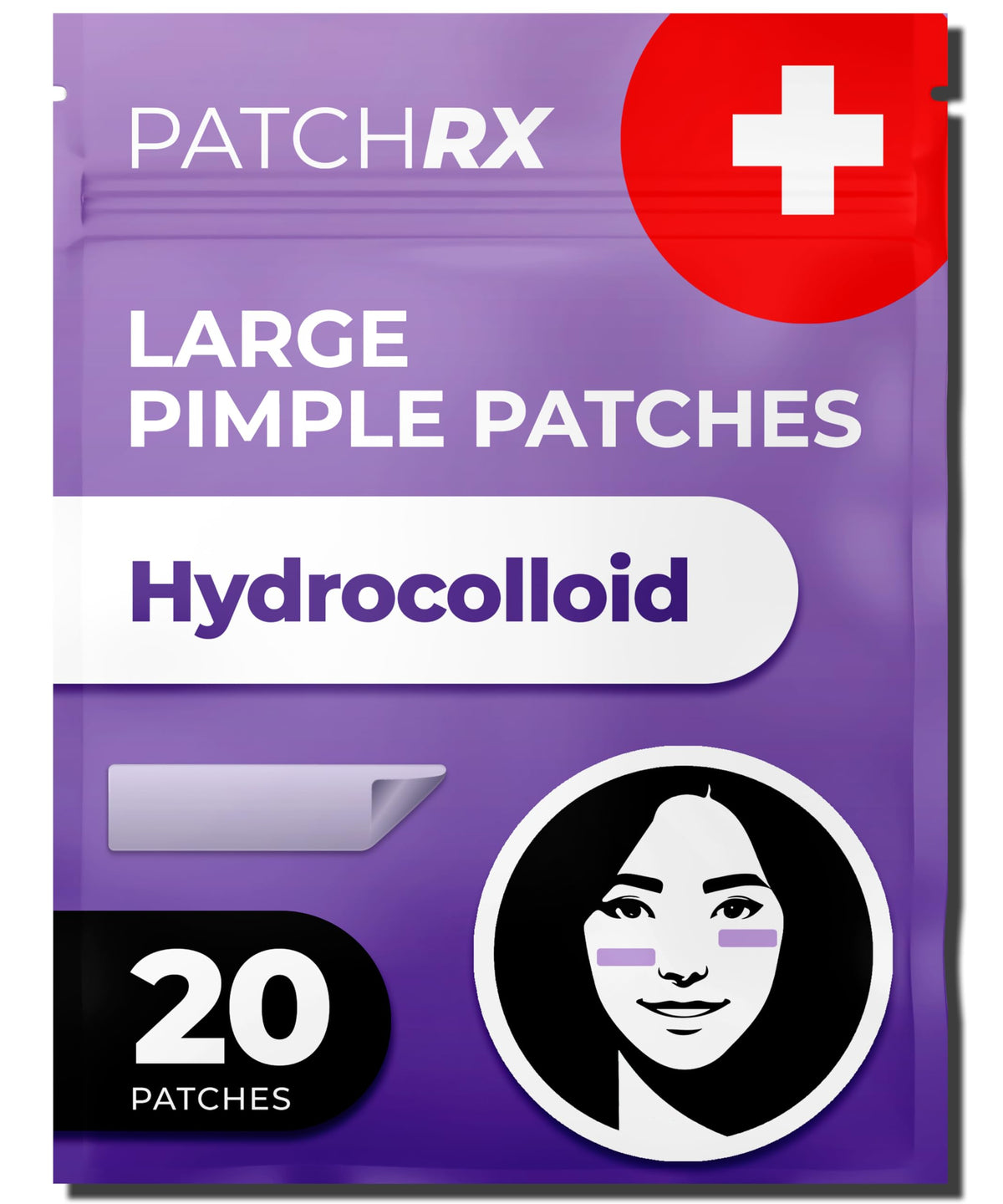 PatchRx front packaging showing 20-pack and benefits