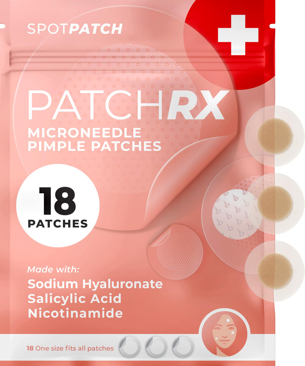 PatchRx front packaging showing product name and 18-pack, clear identification and benefit
