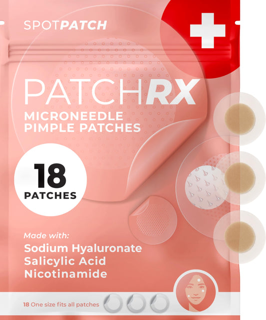 PatchRx front packaging showing product name and 18-pack, clear identification and benefit