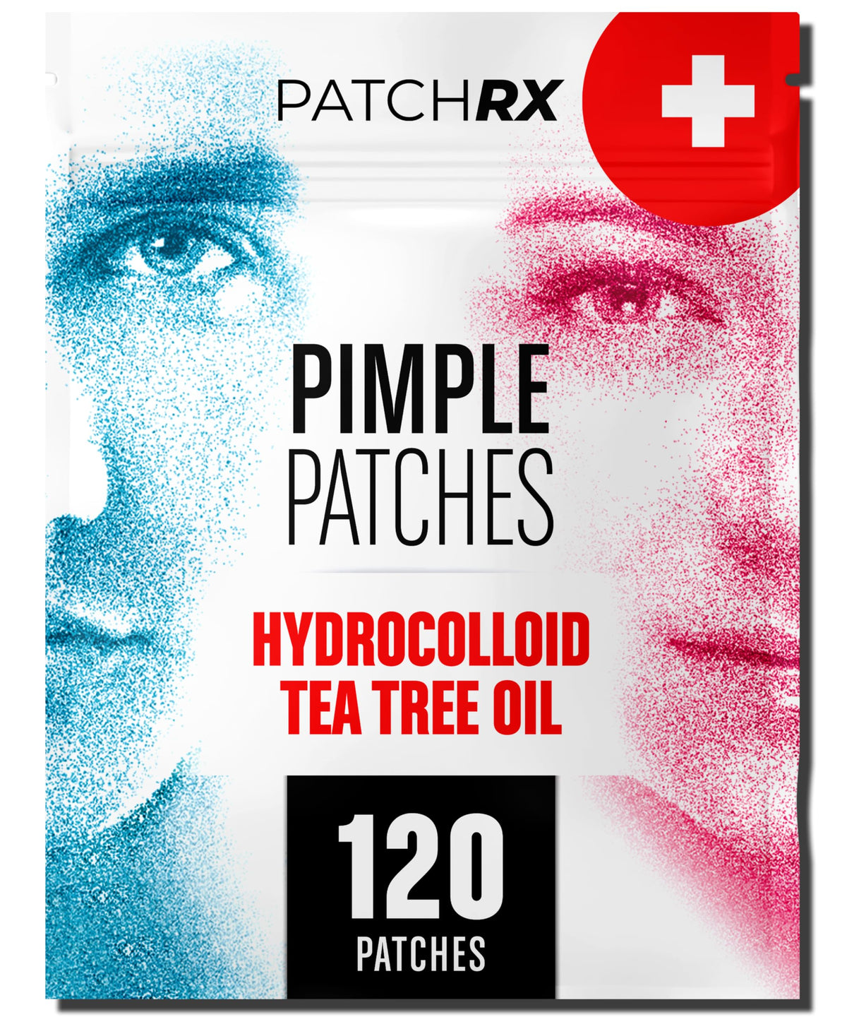 PatchRx front packaging showing 120 hydrocolloid patches and branding benefit protection
