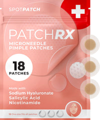 PatchRx front packaging showing product name and 18-pack, clear identification and benefit