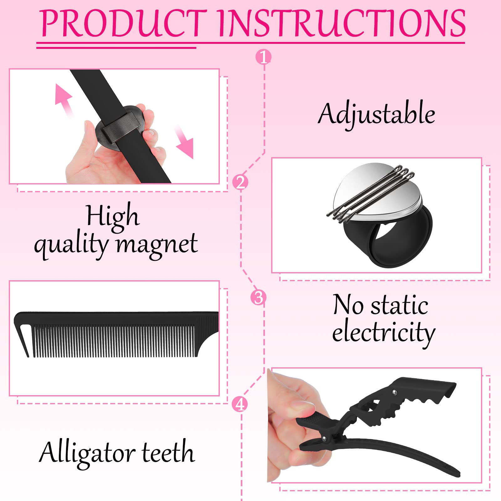 Patelai alligator clips gripping hair to secure sections and speed styling