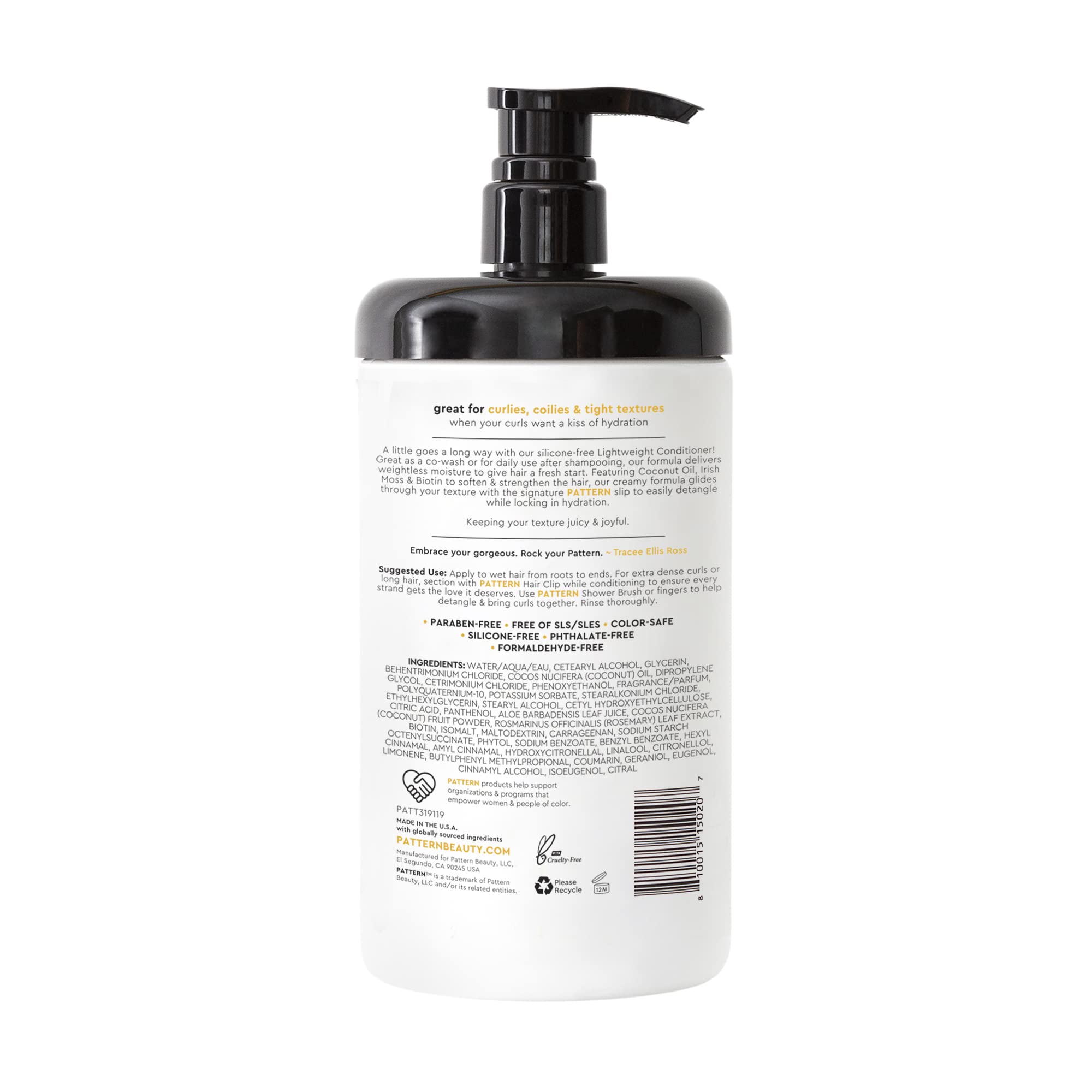 PATTERN conditioner being applied to curly hair for easier detangling