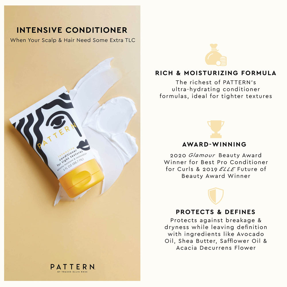 PATTERN label and pump close-up highlighting ingredients and usage information