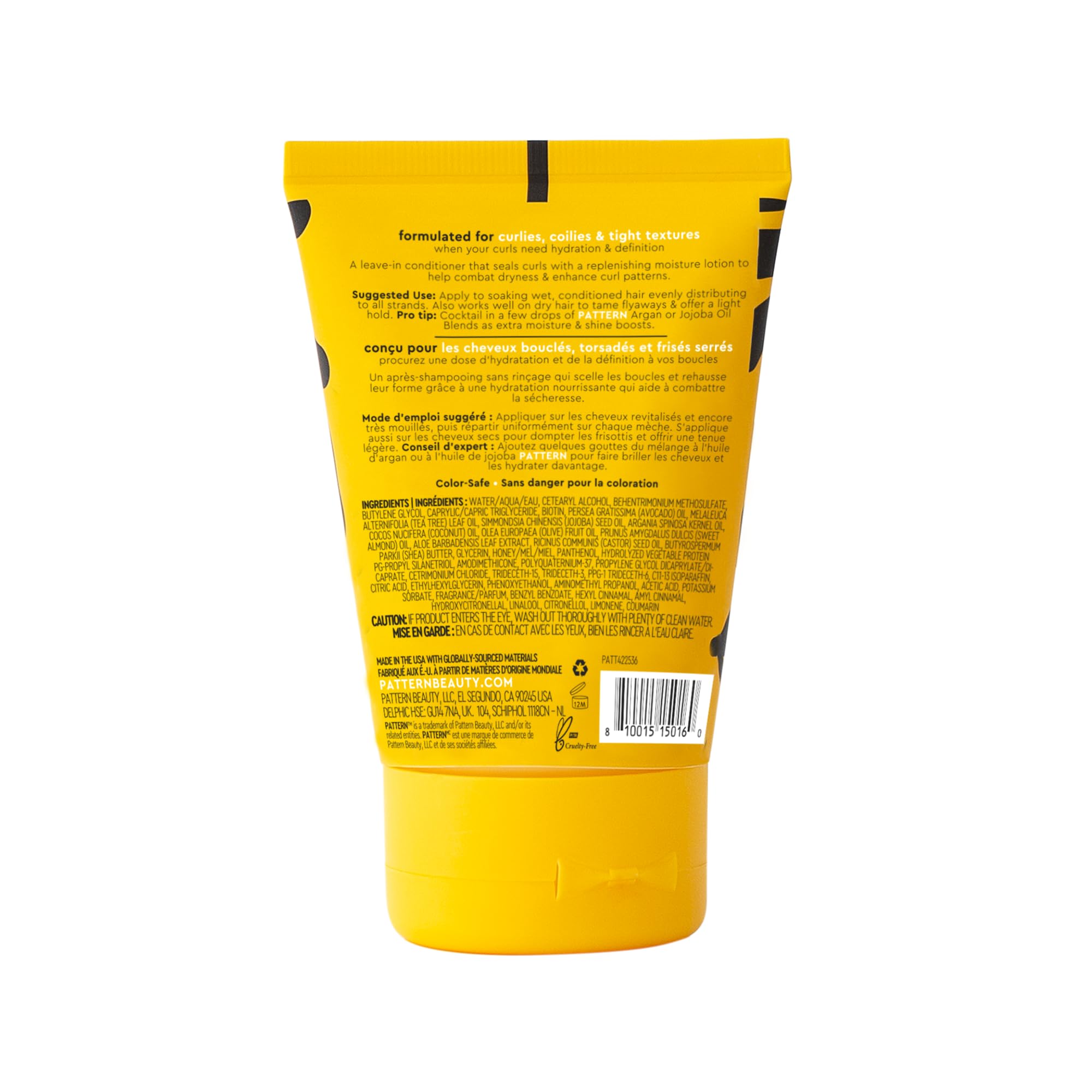 PATTERN products being applied to damp hair showing immediate styling and moisture benefits