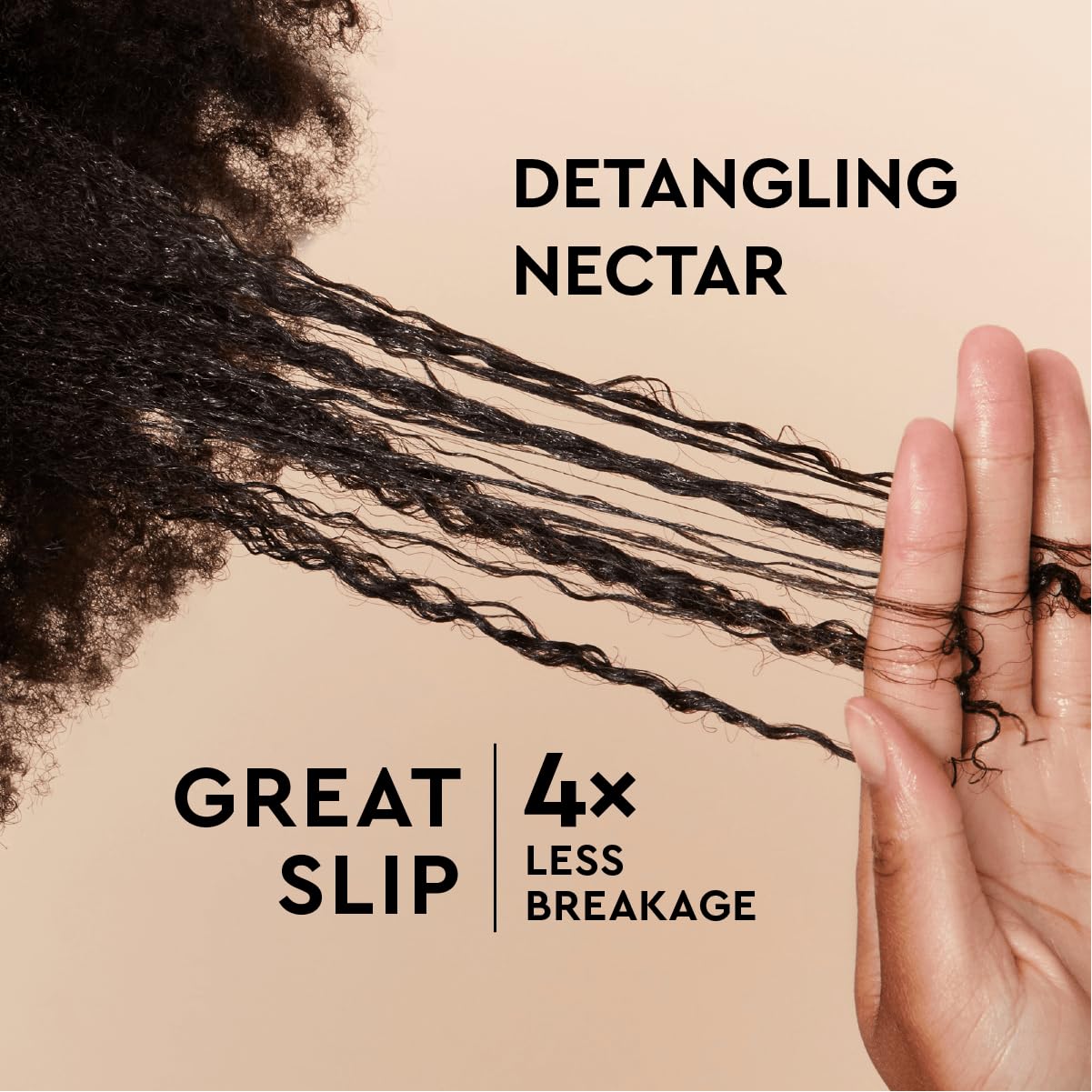 PATTERN detangling nectar held in hand to show 3 oz scale and portability benefit