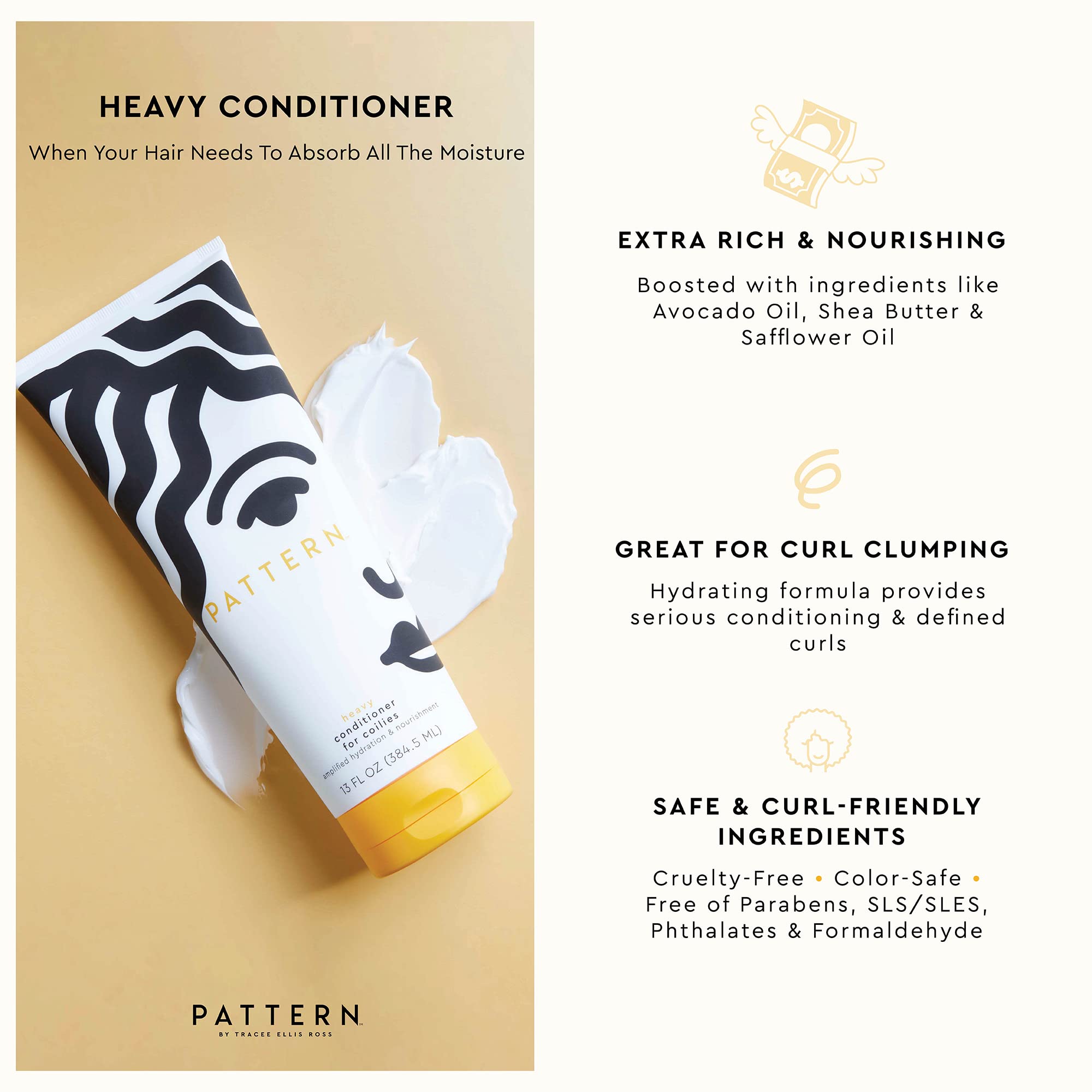 PATTERN heavy conditioner creamy texture close-up highlighting rich moisture