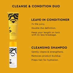 PATTERN leave-in conditioner pump bottle label highlighting ingredients and fast application benefit