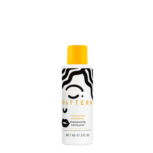 PATTERN mini cleansing shampoo front label shows matcha formula and travel convenience