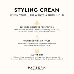 PATTERN styling cream smoothed on palm, moisturizes and provides touchable hold