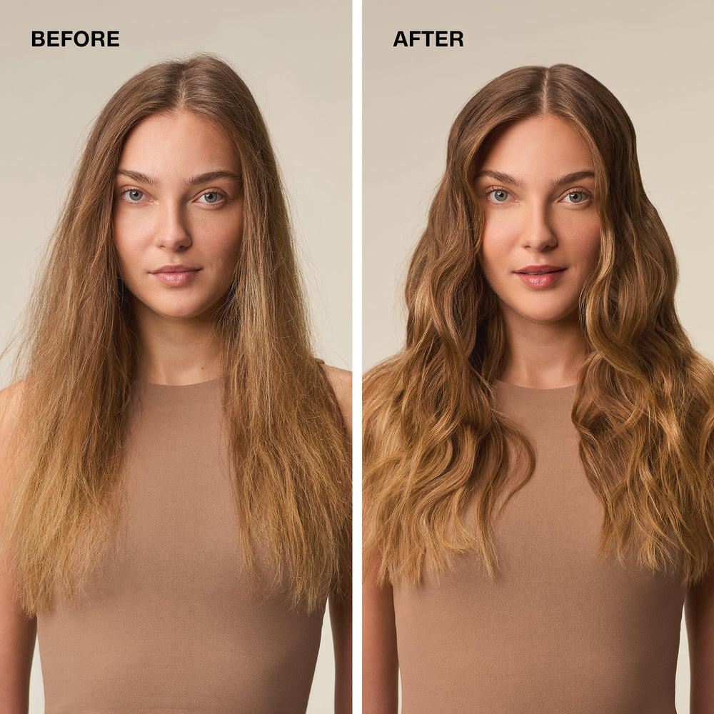 Paul Mitchell 15‑In‑1 Mask before and after hair results showing improved shine