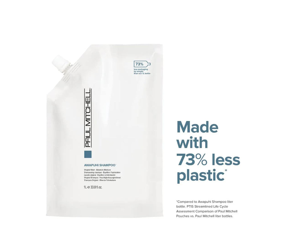 Paul Mitchell back label close-up listing ingredients and usage benefits