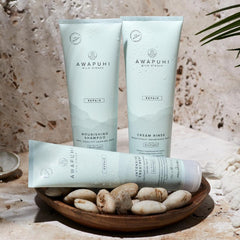 Label detail on Awapuhi Wild Ginger showing ingredients and keratin benefit