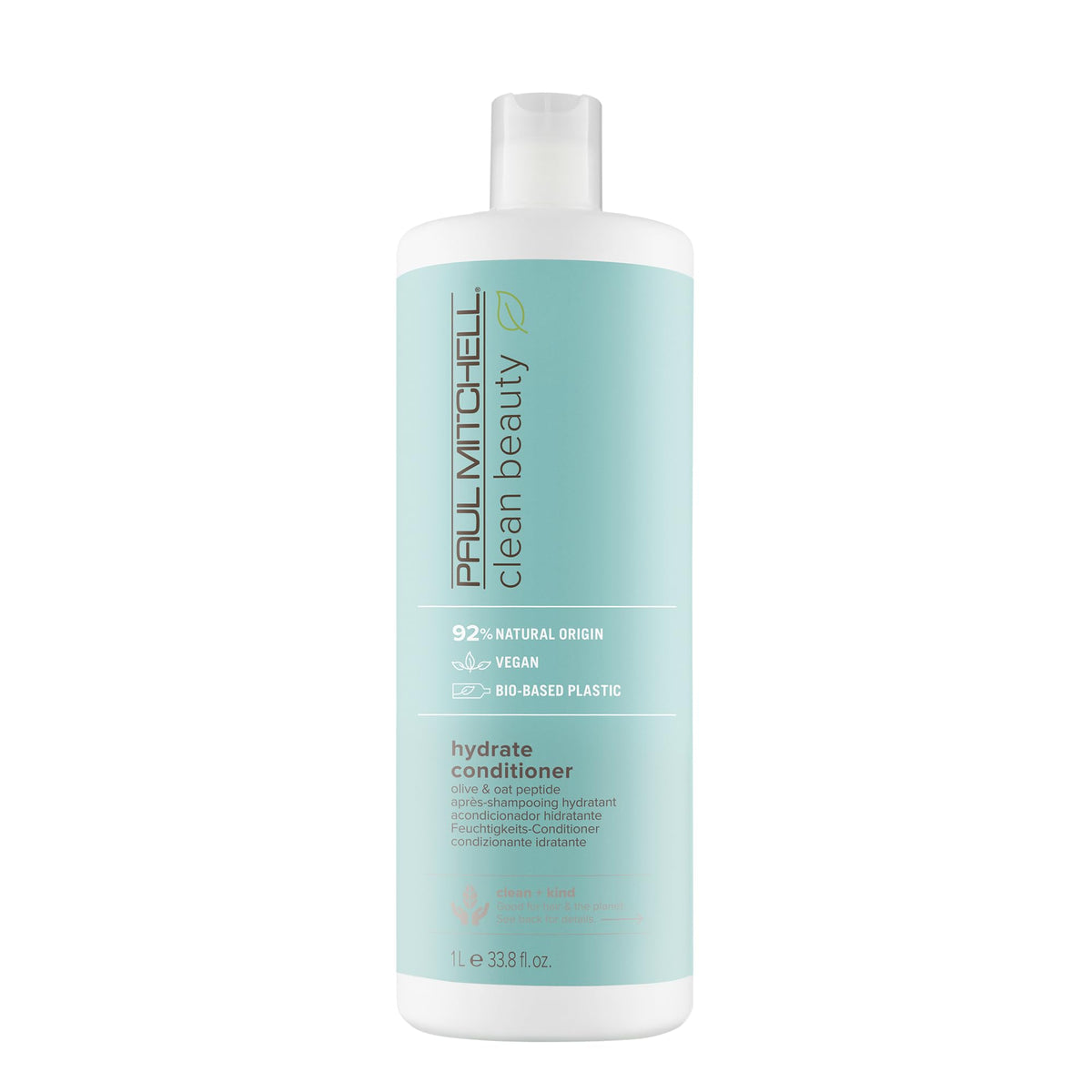 Paul Mitchell bottle front view showing hydrate conditioner and clean beauty benefit