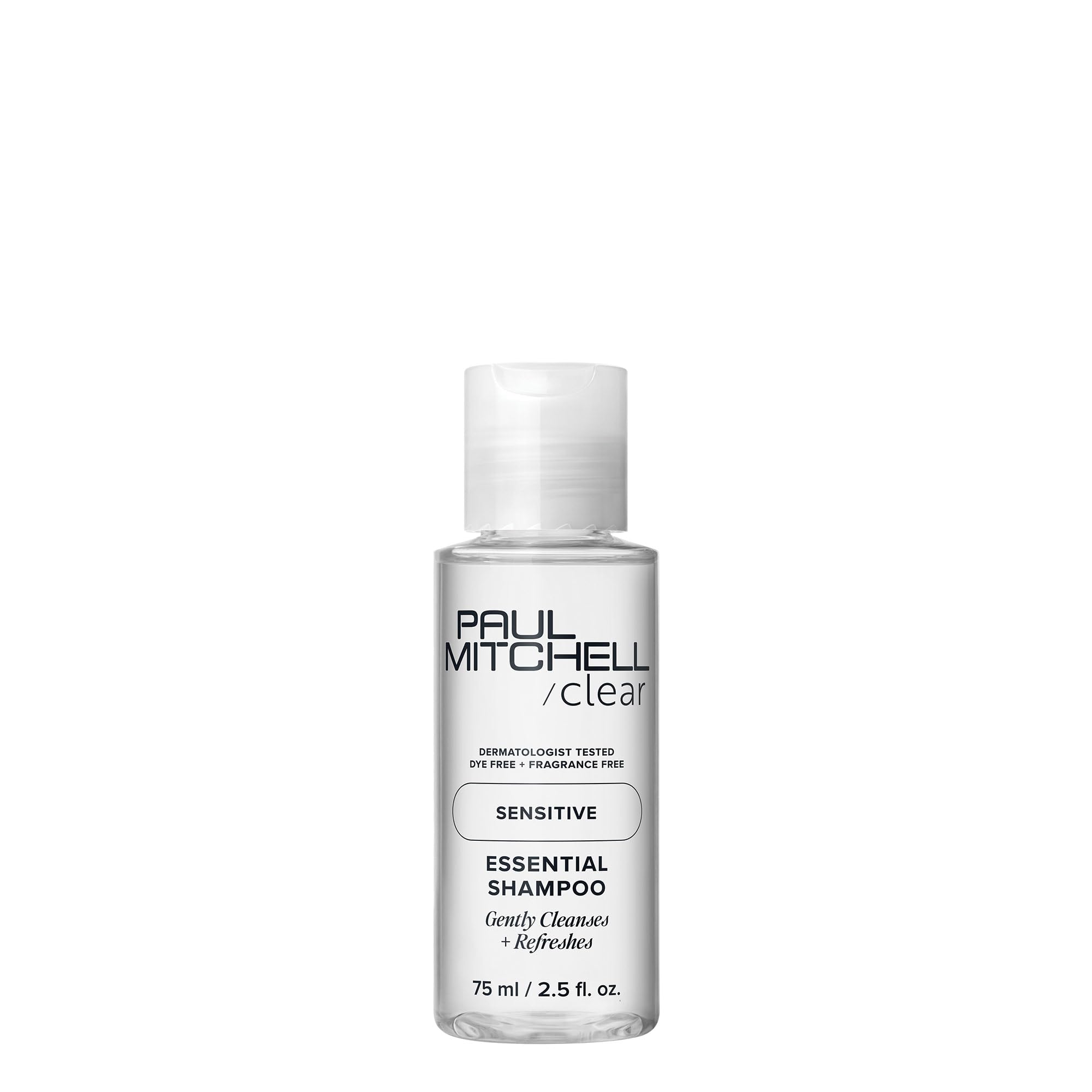 Paul Mitchell front bottle showing clean fragrance-free branding and easy travel use