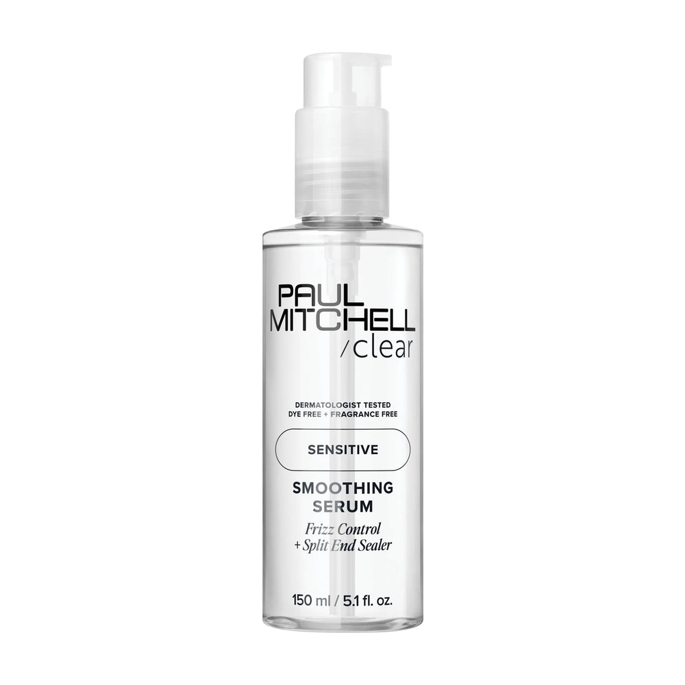 Paul Mitchell front packaging showing clear smoothing serum and benefit of gentle formula