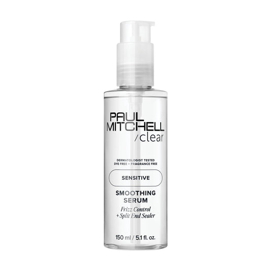 Paul Mitchell front packaging showing clear smoothing serum and benefit of gentle formula