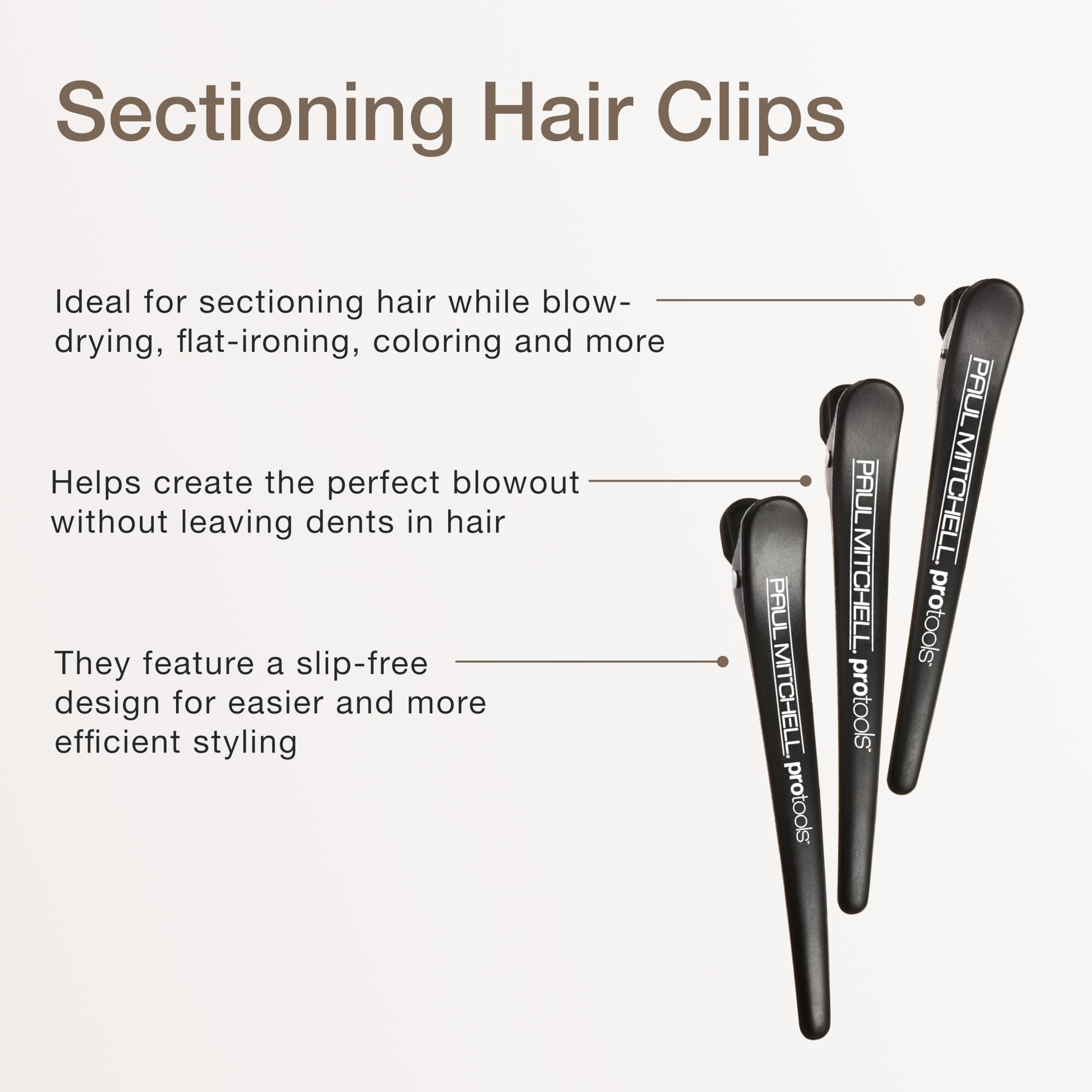 Paul Mitchell close-up of clip texture highlighting slip-free grip and secure hold