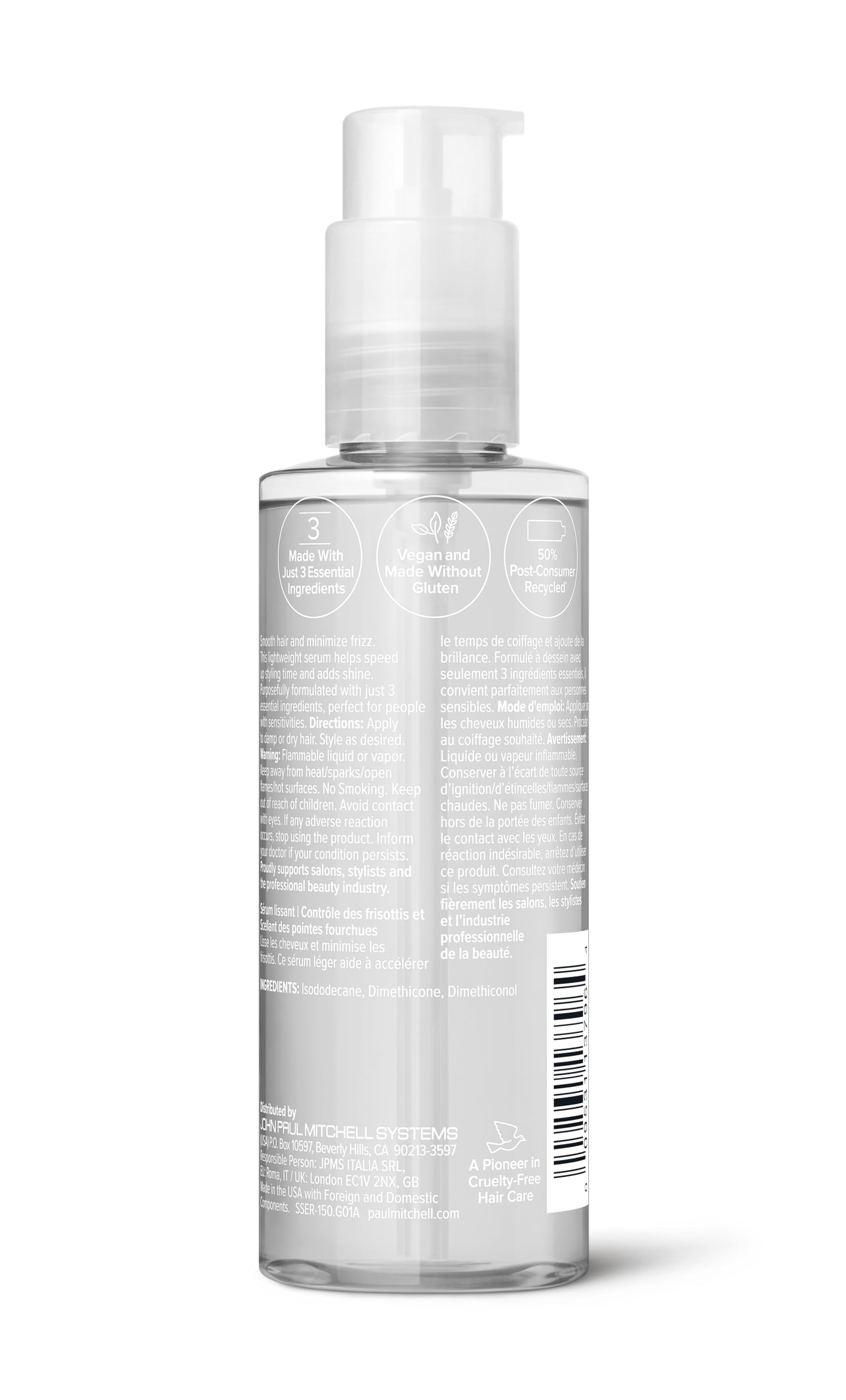 Paul Mitchell packaging PCR label highlighting recycled materials and sustainability
