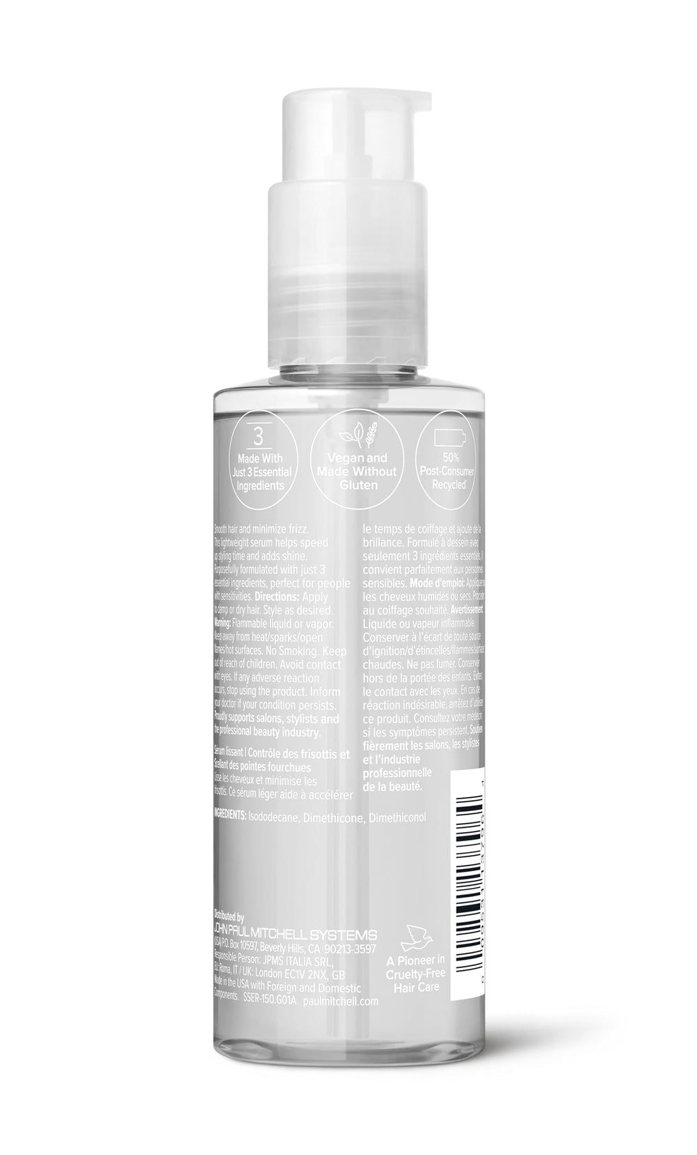 Paul Mitchell packaging PCR label highlighting recycled materials and sustainability