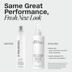 Paul Mitchell bottle pump close-up highlighting easy mist application benefit