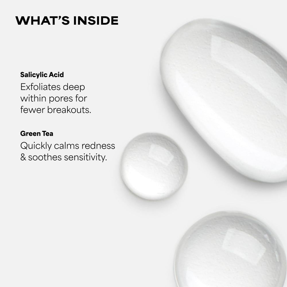 Paula's Choice close-up label showing 2% salicylic acid clarity and potency
