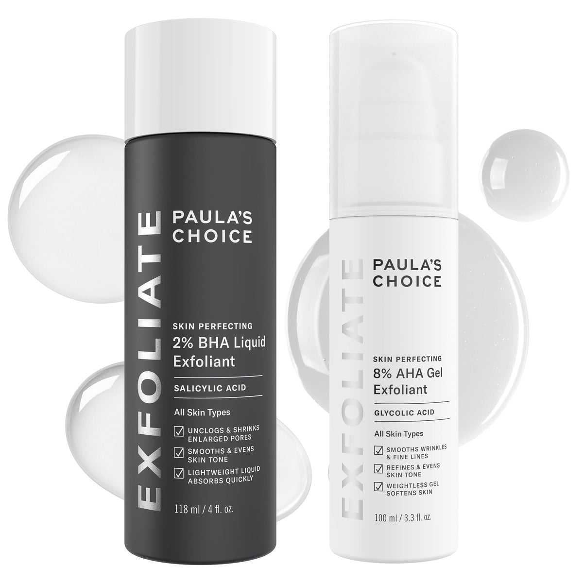 Paula's Choice duo front packaging showing bottles and benefits