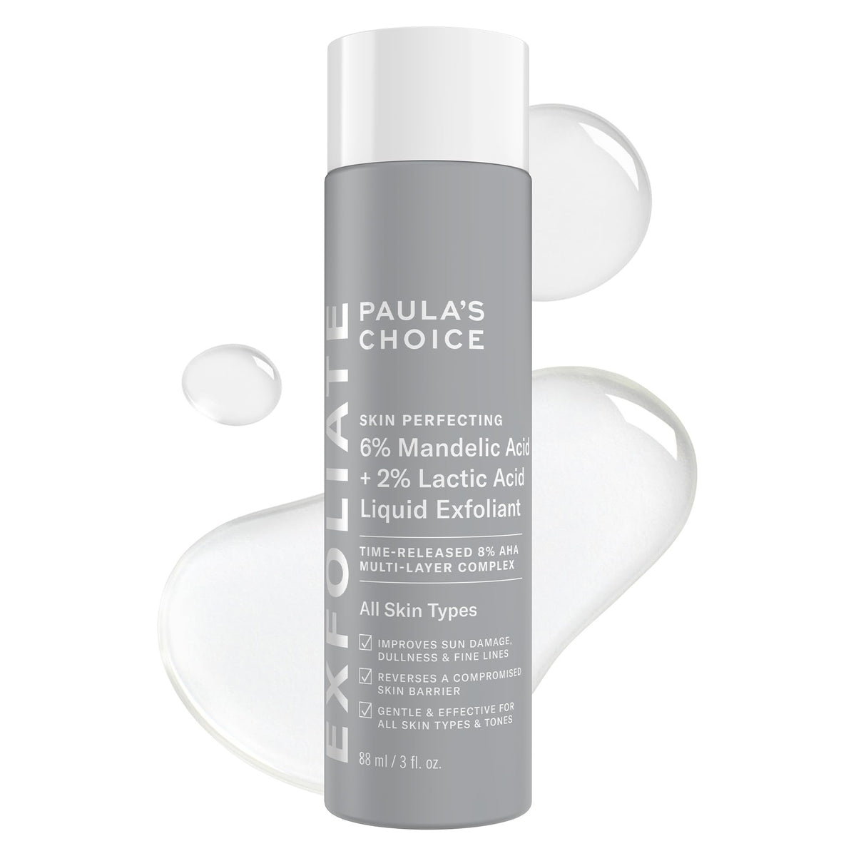 Paula's Choice front packaging showing gentle AHA exfoliant benefits