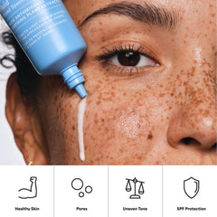 Paula's Choice application on face demonstrating matte finish and oil control