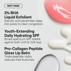 Paula's Choice trio arranged in a travel bag suggesting portability benefit: on-the-go skincare