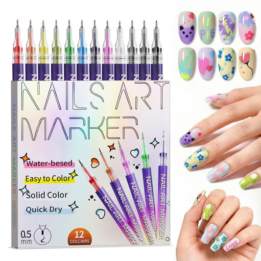 Pawhims front packaging showing all 12 nail art pens and kit benefits