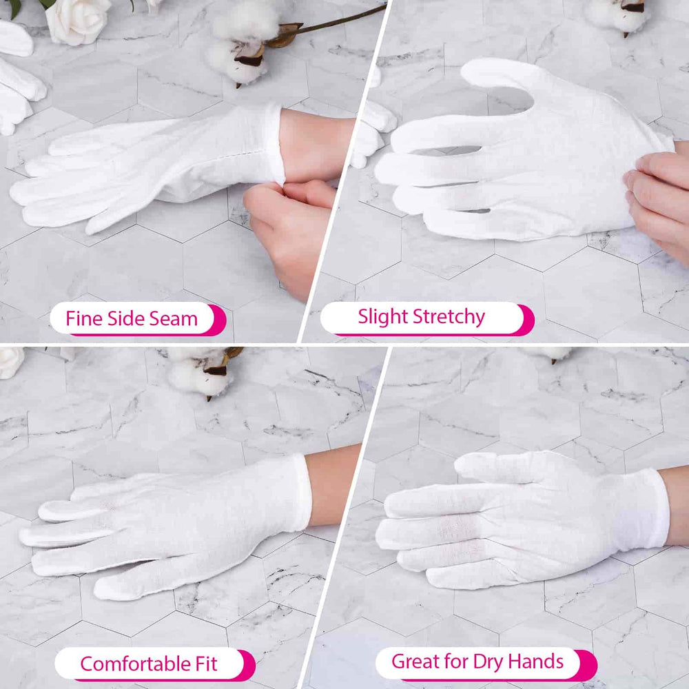 PAXCOO gloves handling delicate jewelry to prevent fingerprints and contamination