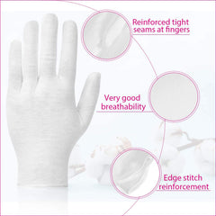 PAXCOO gloves worn during overnight moisturizing to keep lotion in place