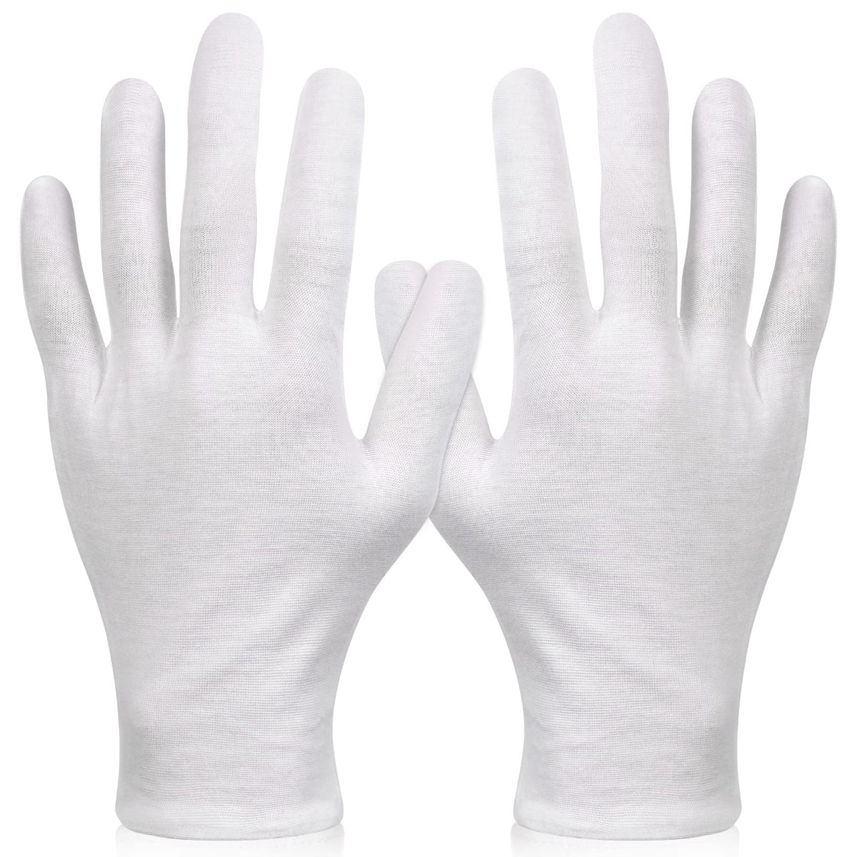 Paxcoo XL white gloves front packaging showing six pairs and benefits