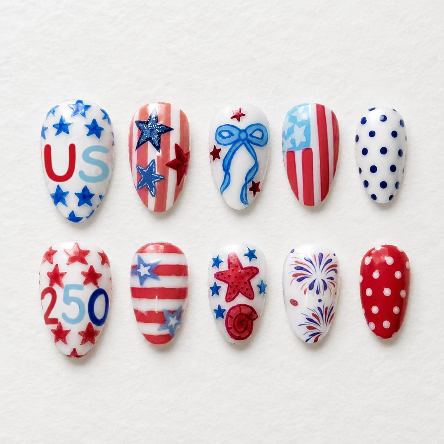 PBPCGBW front packaging showing patriotic flag nail set and components for easy selection
