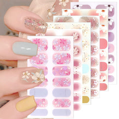 PBPCGBW front packaging showing six floral nail sticker sheets and benefits of variety