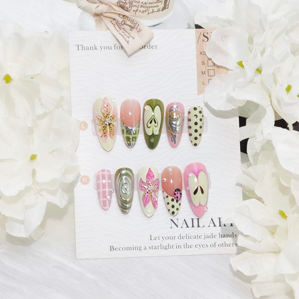 PBPCGBW assortment of French tips, apple, ladybug and polka dot designs offering mix-and-match options
